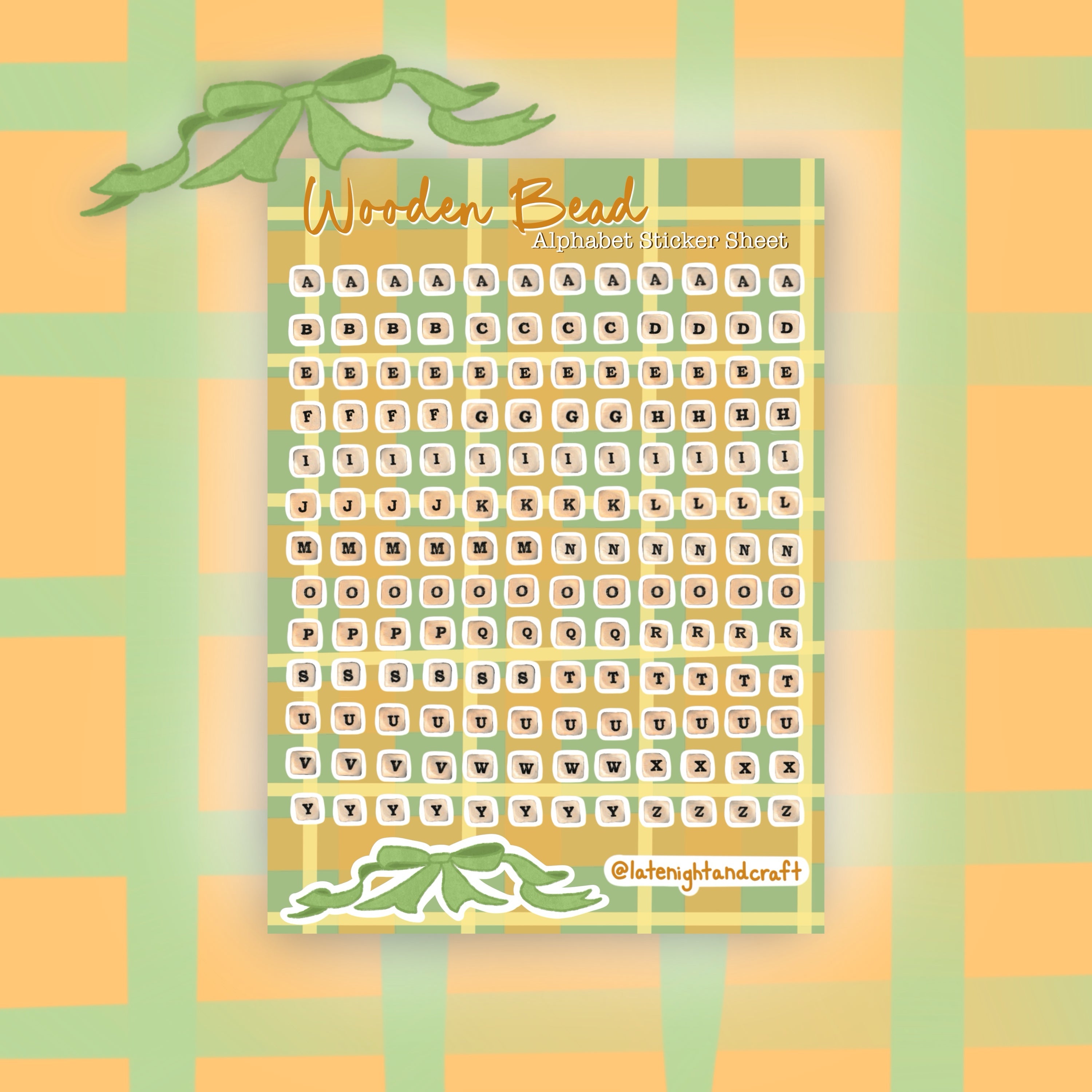 Wooden Bead Alphabet Sticker Sheet