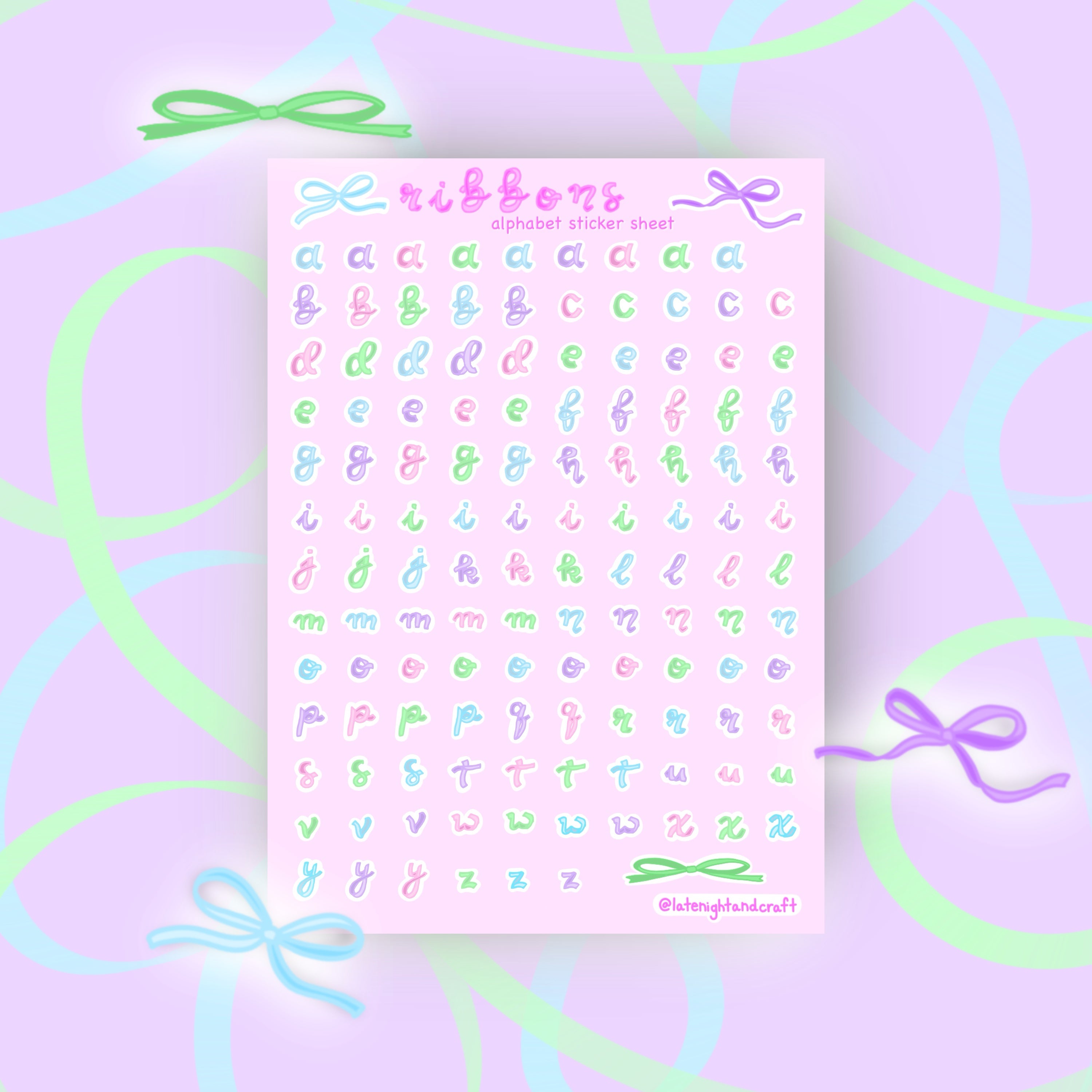 Ribbons Alphabet Sticker Sheet