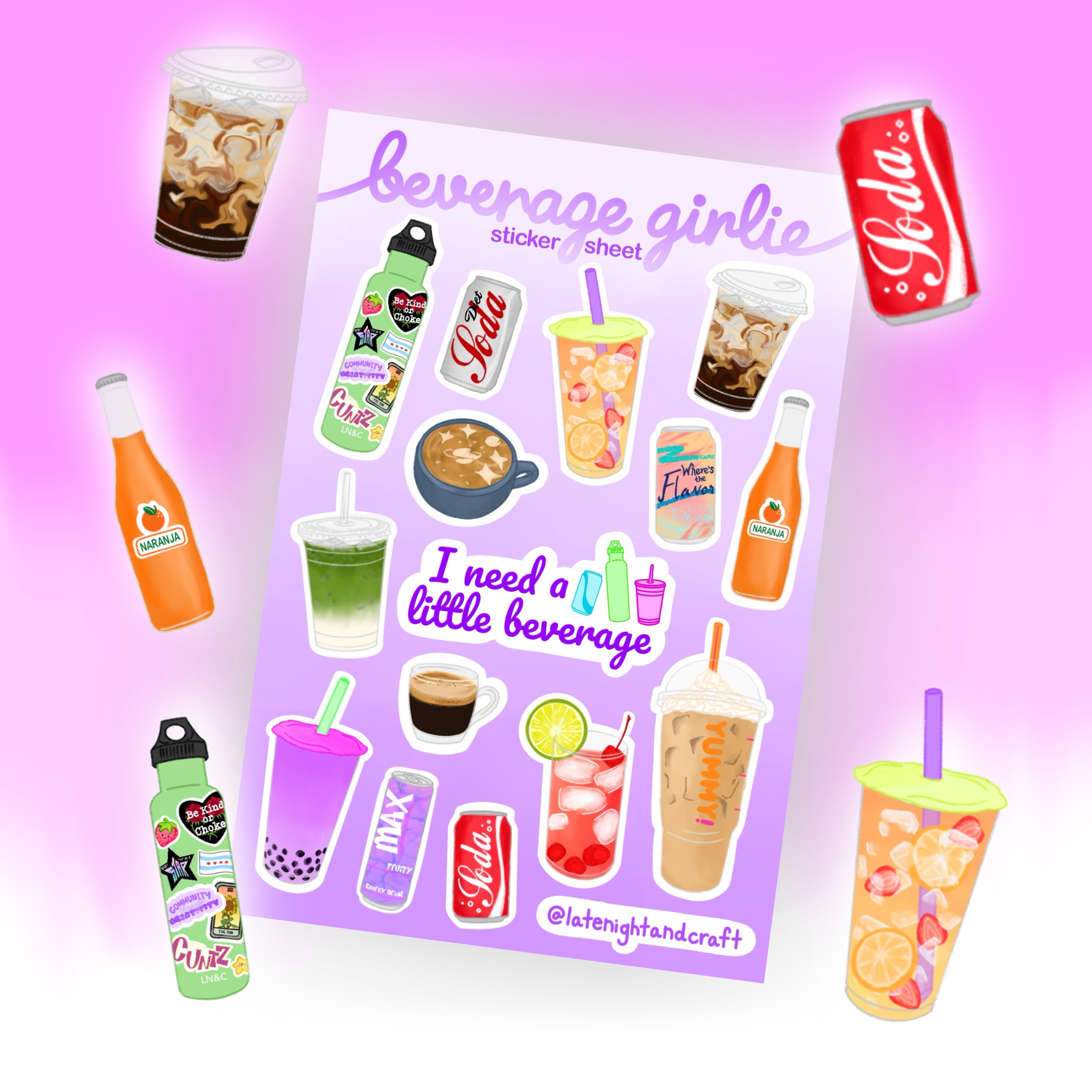 Beverage Girlie Sticker Sheet